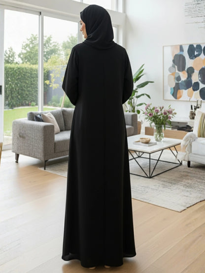 Black Abaya with Golden Embroidery