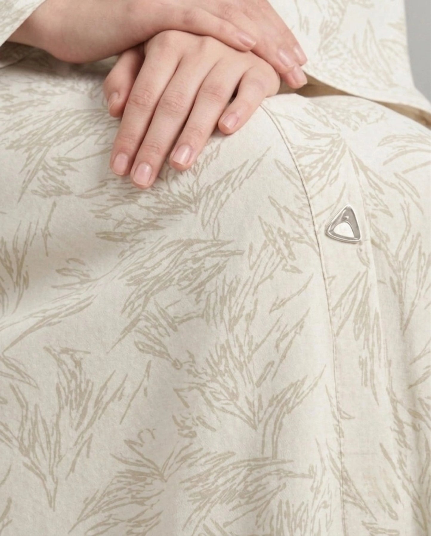 Imported Majestic Printed Off White  Abaya - Front Open
