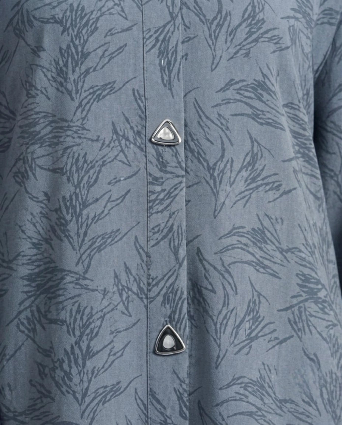 Imported Majestic Printed Light Grey Abaya - Front Open
