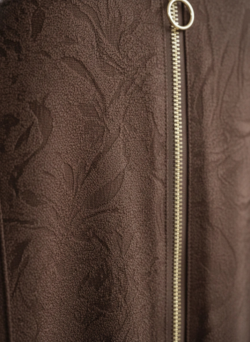 Imported Marbela Brown Abaya - Full Zipper