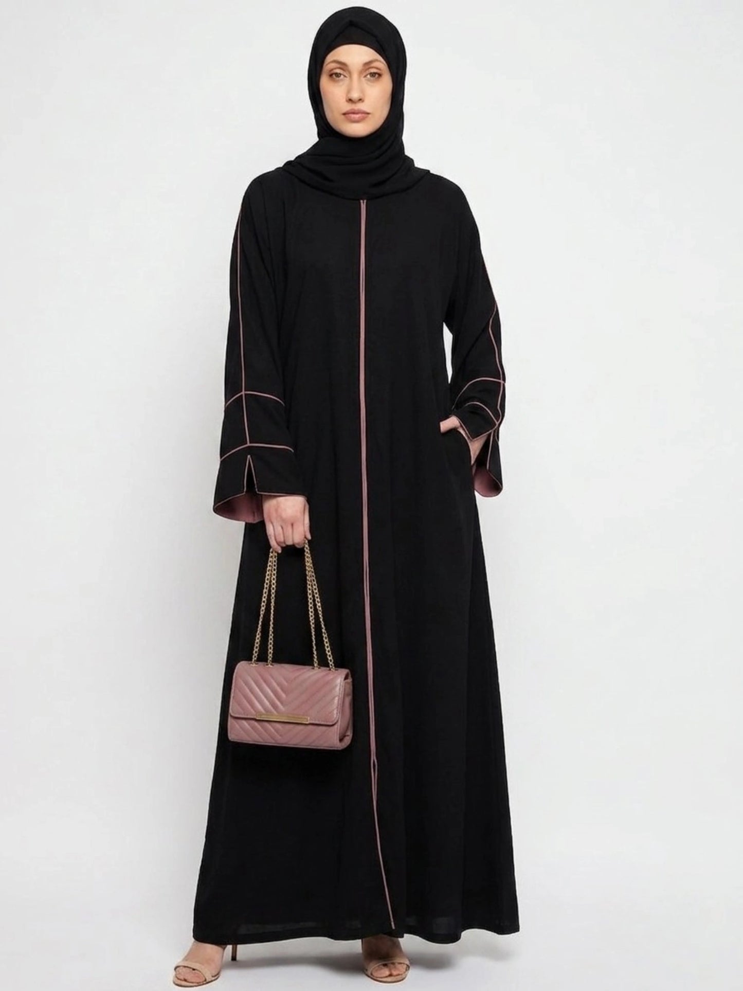 Essential Abayas - Pink Piping