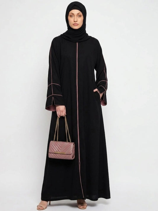 Essential Abayas - Pink Piping