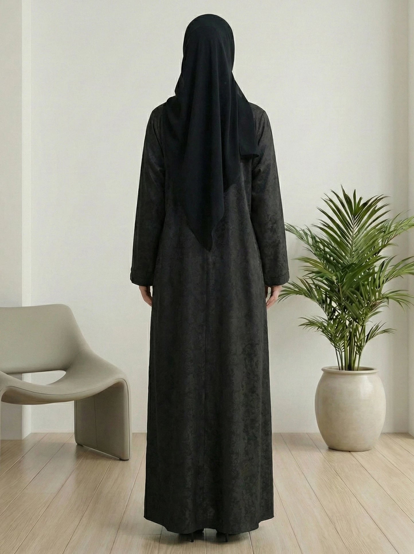 Dubai Imported Self-Textured Front Open Abaya