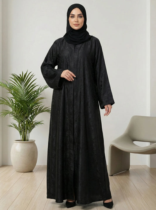 Dubai Imported Self-Textured Front Open Abaya