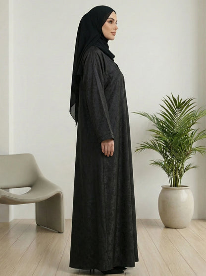 Dubai Imported Self-Textured Front Open Abaya
