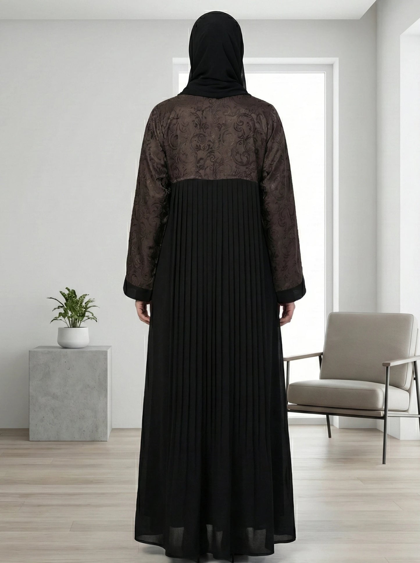 Dubai Imported Jacquard & Pleated Abaya