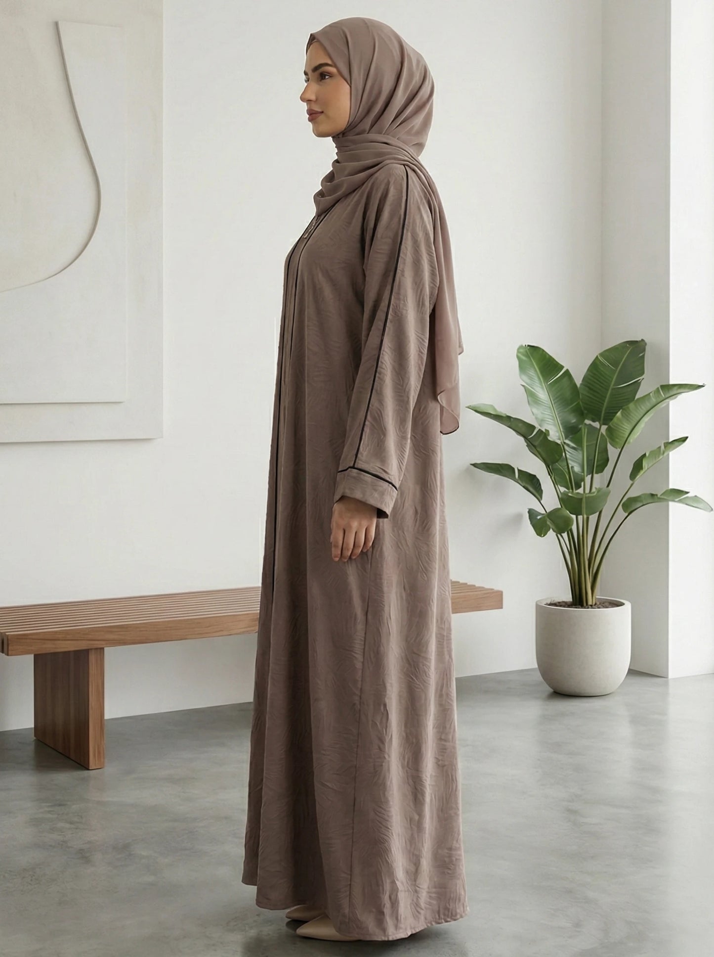 Dubai Imported Jacquard Abaya – Full Zip