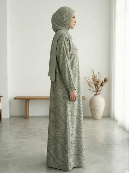 Dubai Printed Front Open Abaya