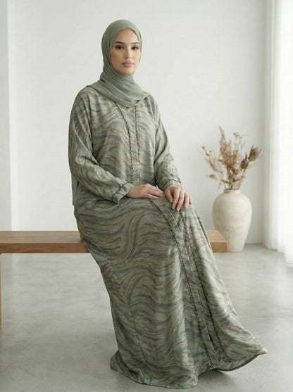 Dubai Printed Front Open Abaya