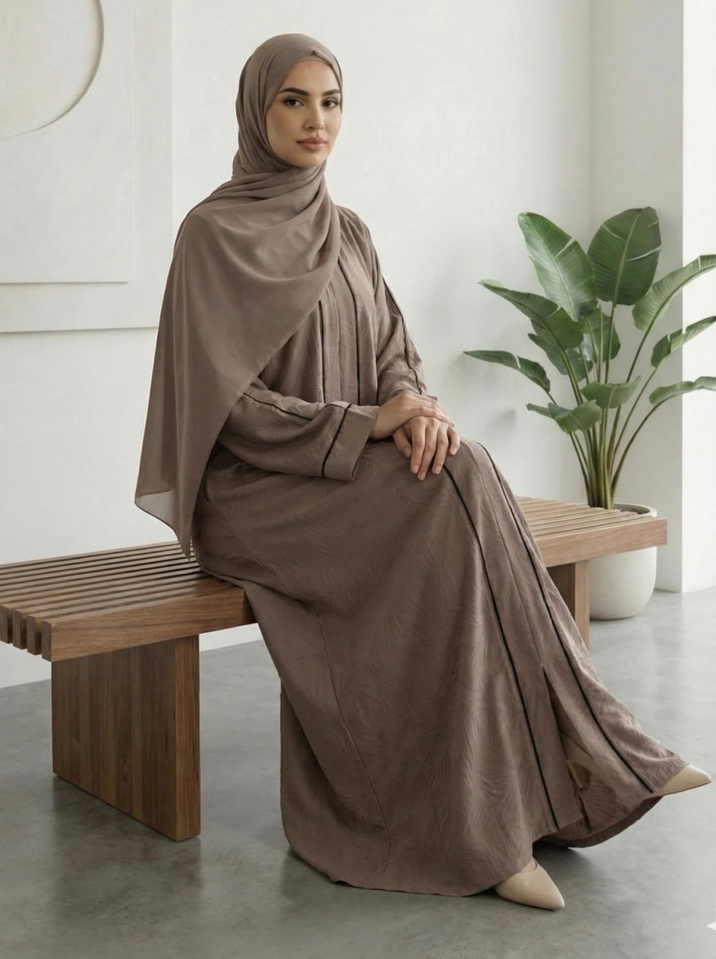 Dubai Imported Jacquard Abaya – Full Zip