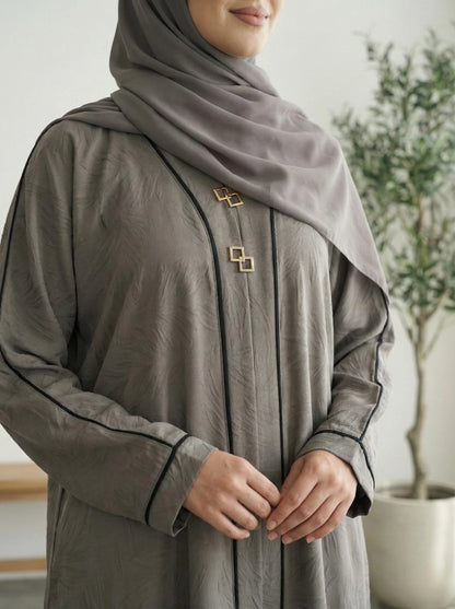 Dubai Imported Jacquard Front Close Abaya