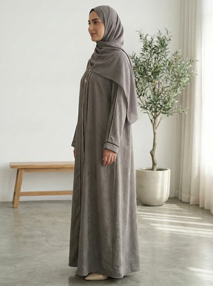 Dubai Imported Jacquard Front Close Abaya