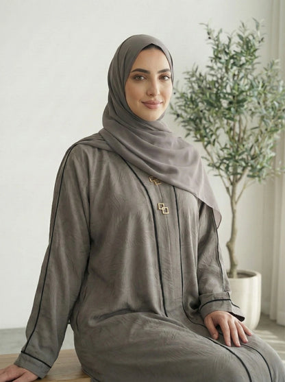 Dubai Imported Jacquard Front Close Abaya