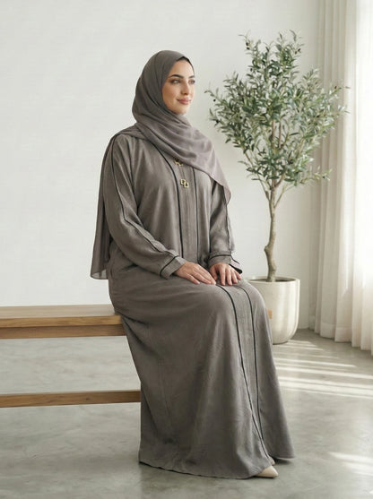 Dubai Imported Jacquard Front Close Abaya