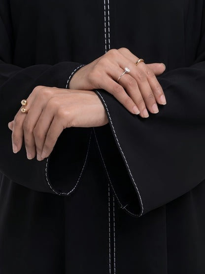 Imported Nida Abaya with Dubai Lace - Front Closed