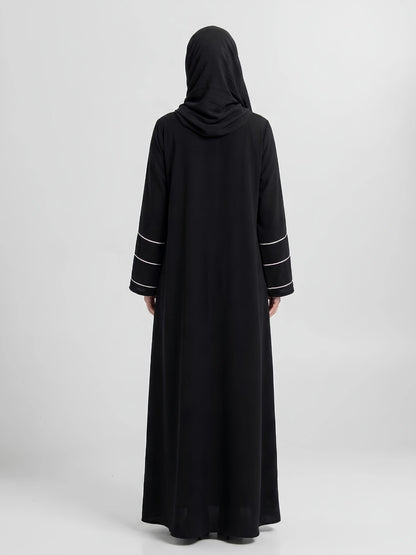 Essential Abayas - White Piping