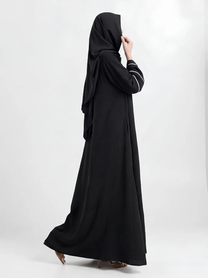 Essential Abayas - White Piping