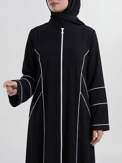 Essential Abayas - White Piping