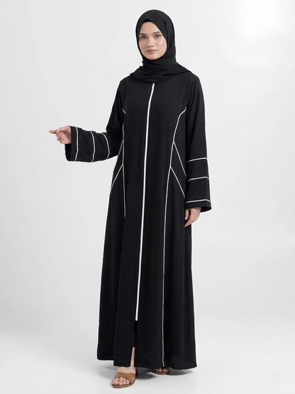 Essential Abayas - White Piping