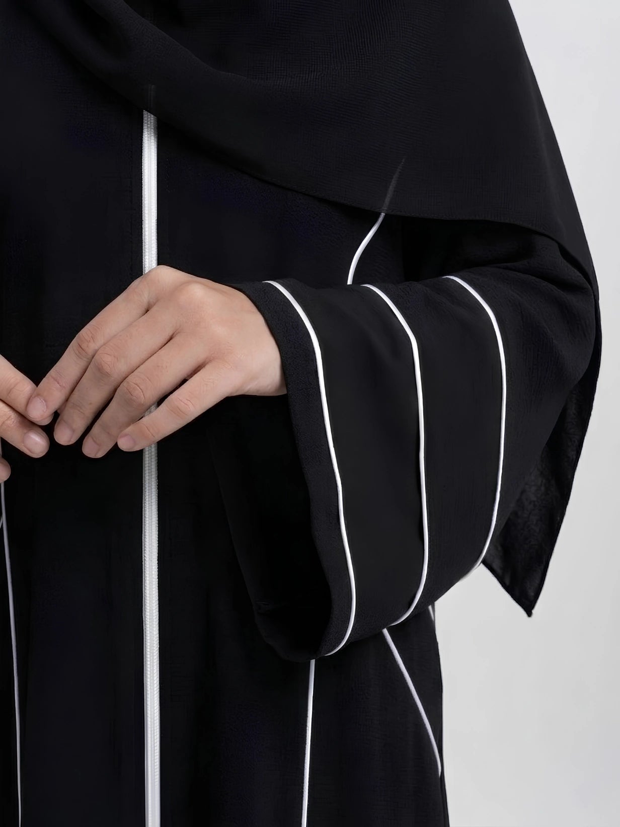 Essential Abayas - White Piping