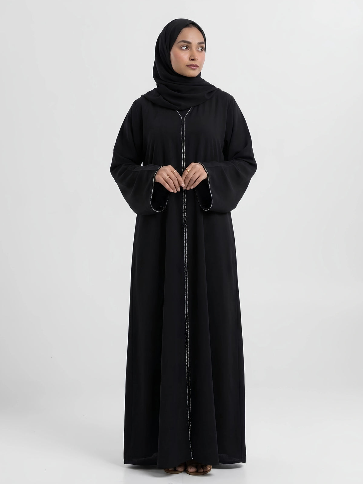 Imported Nida Abaya with Dubai Lace - Front Closed
