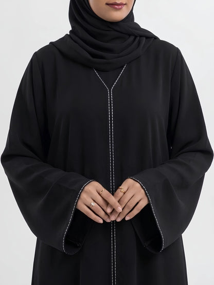 Imported Nida Abaya with Dubai Lace - Front Closed