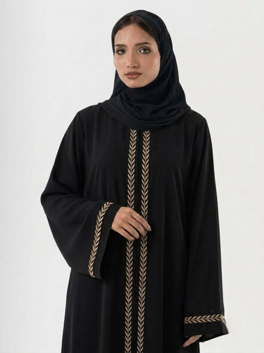 Black Abaya with Golden Embroidery