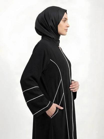 Essential Abayas - White Piping