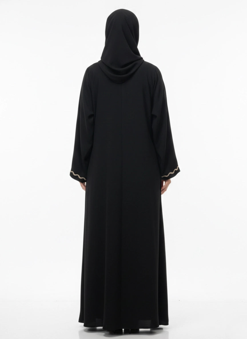 Imported Zoom Abaya with diamond lace - Front Open