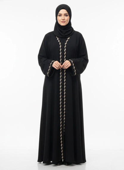 Imported Zoom Abaya with diamond lace - Front Open