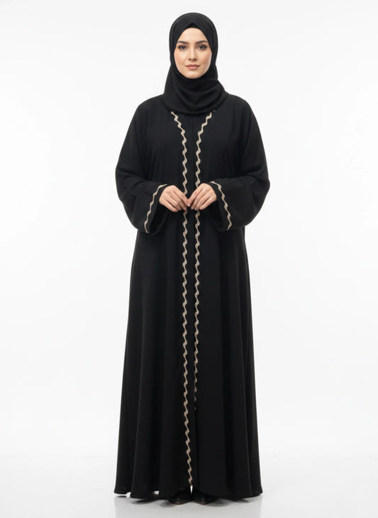 Imported Zoom Abaya with diamond lace - Front Open