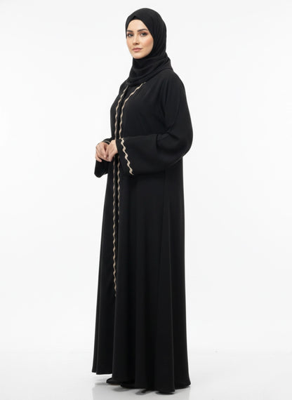 Imported Zoom Abaya with diamond lace - Front Open