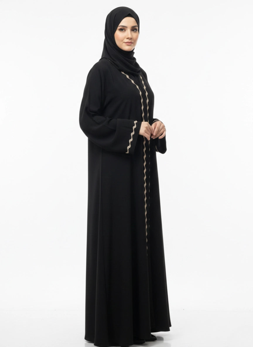 Imported Zoom Abaya with diamond lace - Front Open