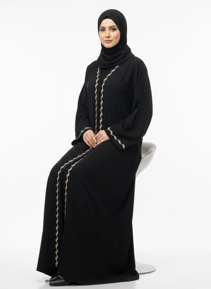 Imported Zoom Abaya with diamond lace - Front Open
