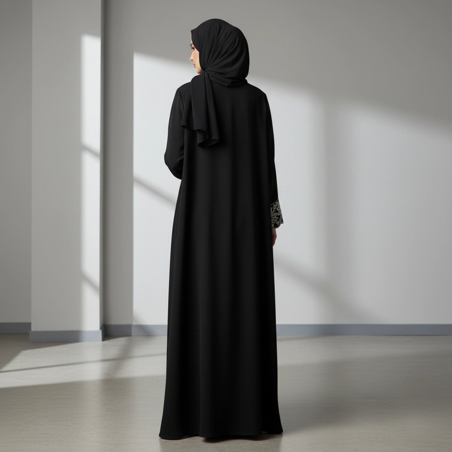 Black Abaya with handwork sleeves