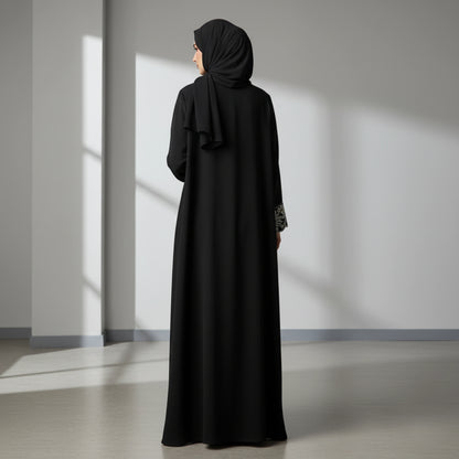 Black Abaya with handwork sleeves