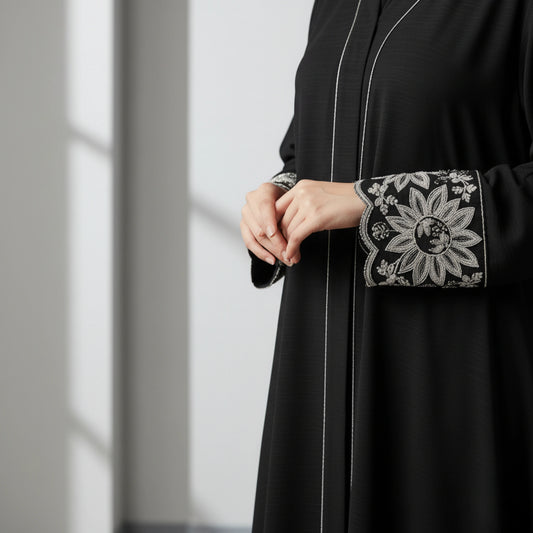 Black Abaya with handwork sleeves