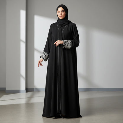 Black Abaya with handwork sleeves