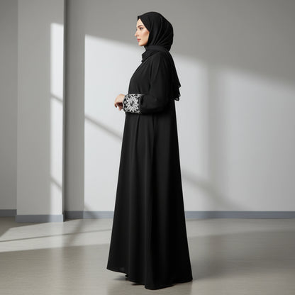 Black Abaya with handwork sleeves