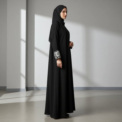 Black Abaya with handwork sleeves