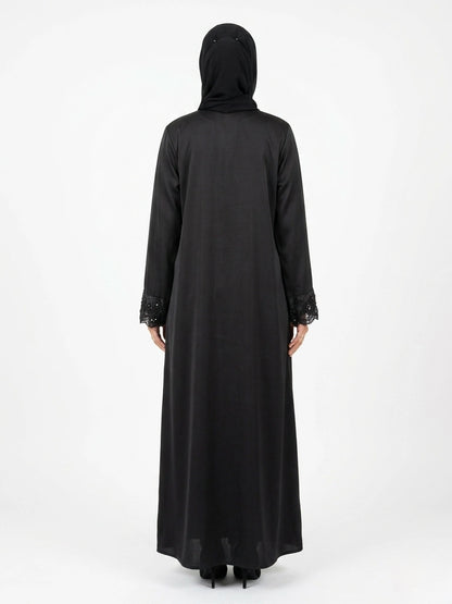 Imported Tiktok Cutwork Sleeves Abaya - Front Open