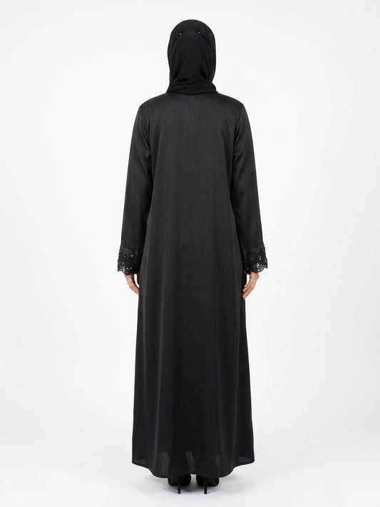 Imported Tiktok Cutwork Sleeves Abaya - Front Open