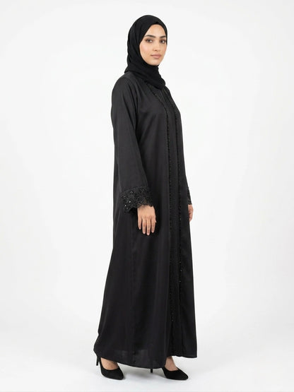 Imported Tiktok Cutwork Sleeves Abaya - Front Open