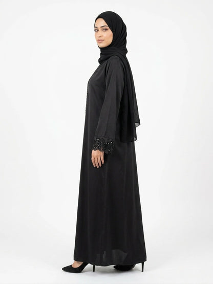 Imported Tiktok Cutwork Sleeves Abaya - Front Open