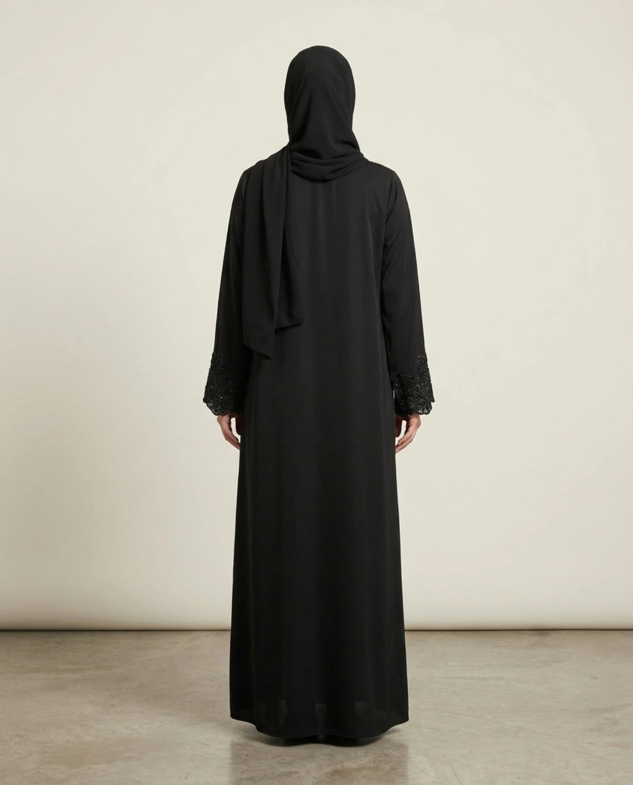 Imported Tiktok Beautiful Cutwork Sleeves Abaya - Front Open